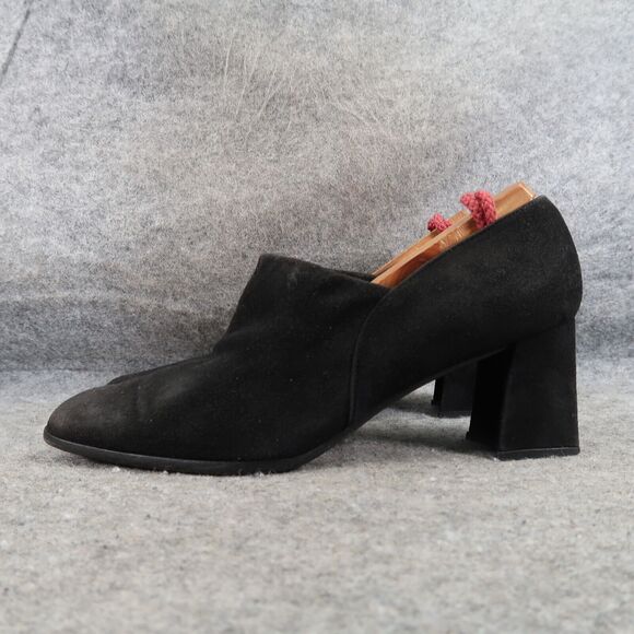 Stuart Weitzman Shoe Women 7.5 Pump Block Heel Slip On Classic Leather Black 90s - Picture 3 of 16